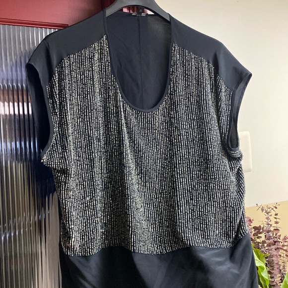 Eileen Fisher 💯 Silk Black Sparkling Sequins Top NeverUsed